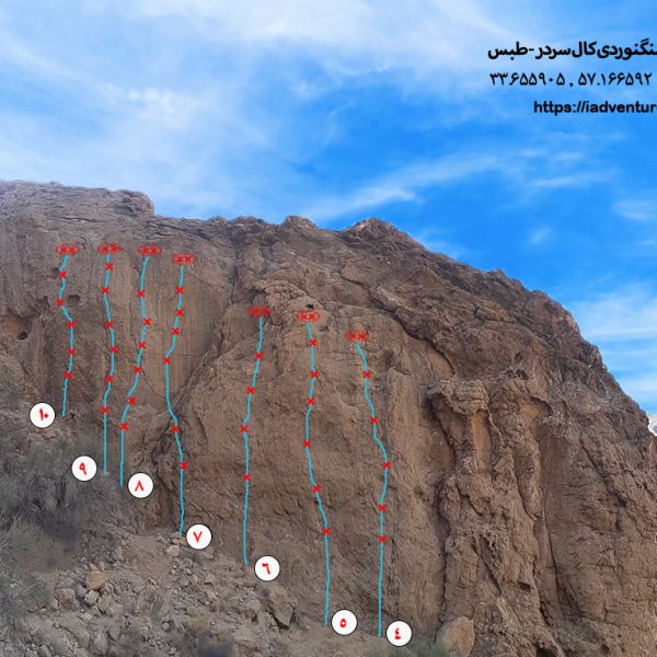 کروکی مسیرهای سنگنوردی زون D سایت سنگنوردی کال سردر طبس