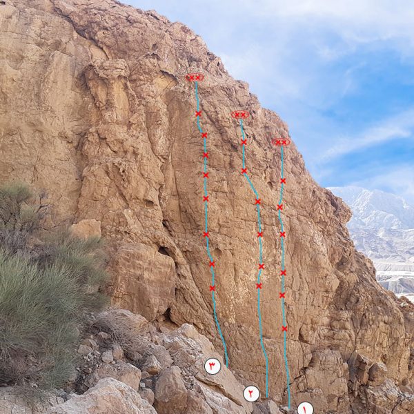 کروکی مسیرهای سنگنوردی زون D سایت سنگنوردی کال سردر طبس